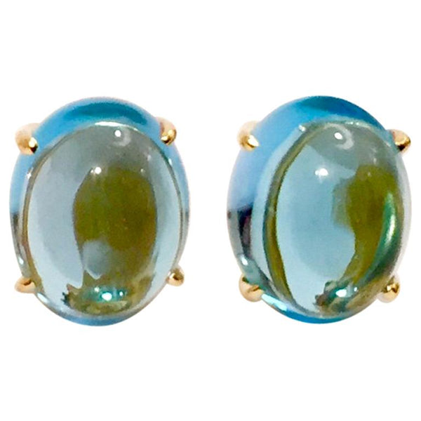 Cabochon Blue Topaz Stud Earring – Christina Addison Jewelry Designs