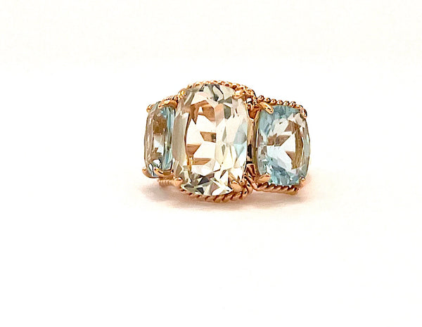 BOHO ELEGANT TURQUOISE And White Topaz Stackable Rope Ring In offers Rose Gold