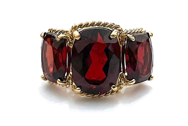 3 stone online garnet gold ring