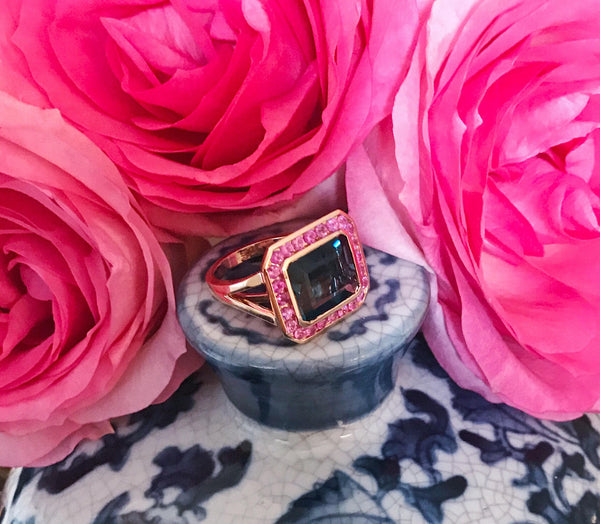 18k Rose Gold Yellow and Pink Sapphire Cocktail Ring