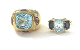 Small GUM DROP™ Ring with Blue Topaz and Iolite and Diamonds