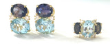 Small GUM DROP™ Ring with Blue Topaz and Iolite and Diamonds