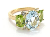 Small GUM DROP™ Ring with Blue Topaz and Iolite and Diamonds