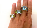 Small GUM DROP™ Ring with Blue Topaz and Iolite and Diamonds