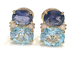 Medium GUM DROP™ Earrings with Iolite and Blue Topaz and Diamonds