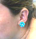 Turquoise Flower Stud Earrings with Diamond Center