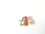 Yellow Gold Double Cushion Earrings with Pink Topaz and Orange Citrine