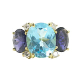 Medium GUM DROP™ Ring with Amethyst and Iolite and Diamonds