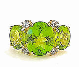Large 18kt Yellow Gold GUM DROP™ Ring with Blue Topaz and Peridot