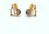 Yellow Gold Double Cushion Earrings with Pink Topaz and Orange Citrine