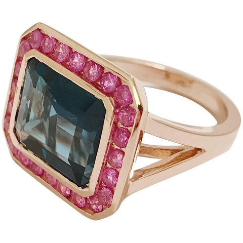 Two hearts as One Pink and blue Sapphire ring